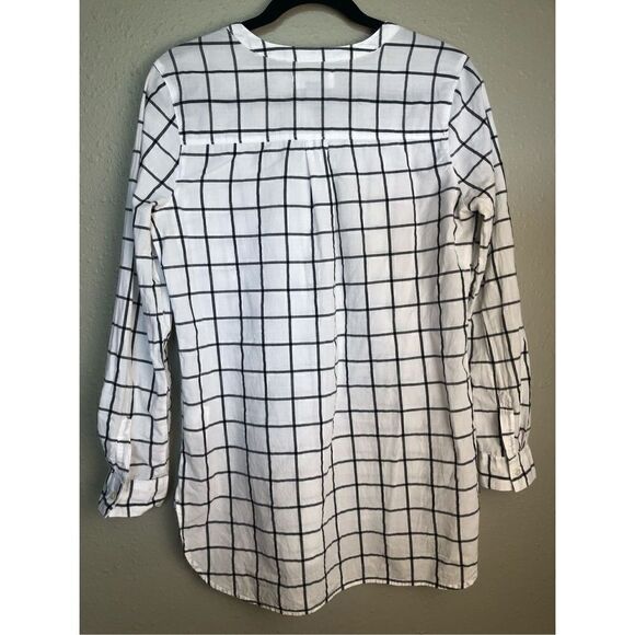 Old Navy White Plaid Half Botton Tunic Size M - Picture 5 of 12